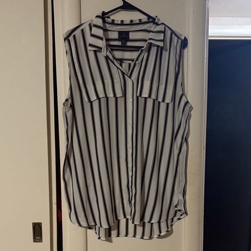 Worthington Black and White Striped Blouse